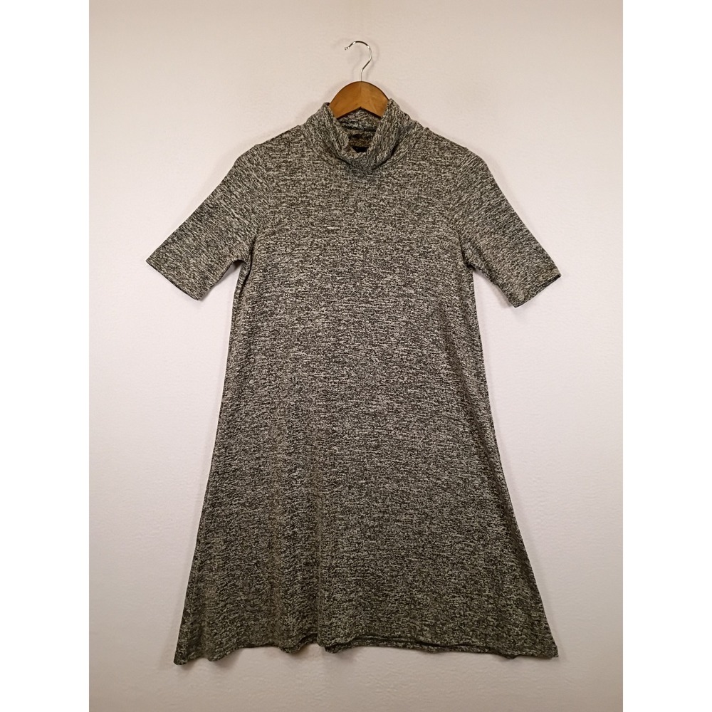Dark Academia Max Jeans Womens XS Gray Marled Knit Turtleneck A-Line Mini Dress